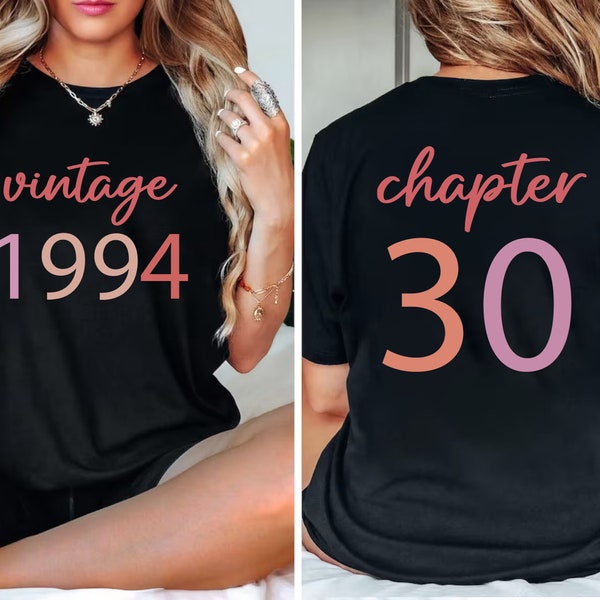 Chapter 30 Shirt, Vintage 1994 Shirt, 30th Birthday Shirt, 1994 Birth Year Number Shirt for Women, Turning 30 Gift For Bestie, 1994 Tshirt
