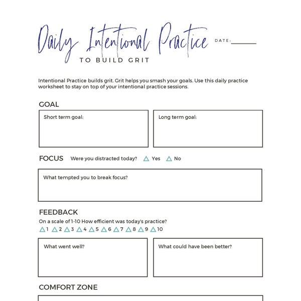 Intentional Practice Digital Download Worksheet