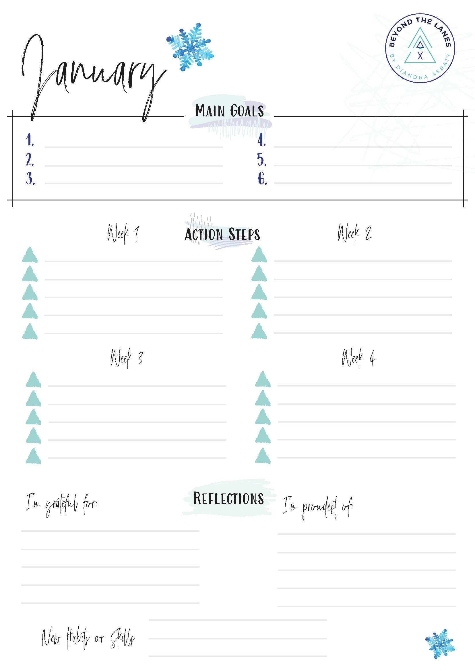 Monthly Goals Digital Download Worksheets - Etsy