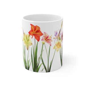 Amaryllis flowers mug 2nd design, Coffee mug, Ceramic Mug 11oz, Gift for friend, Gift for dad, Gift for Mom, Auntie, Unique