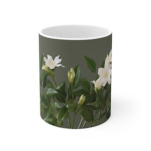 Arabian jasmine flowers mug 3rd design, Coffee mug, Ceramic Mug 11oz, Gift for friend, Gift for dad, Gift for Mom, Auntie, Unique