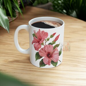 Schöne Rosa Blume Becher 2.Design, Kaffeebecher, Keramik Becher 11oz, Geschenk für Freund, Geschenk für Papa, Geschenk für Mutter, Tante, Einzigartig