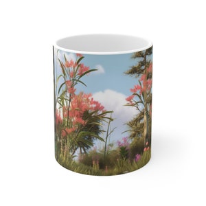 Nature wildflower design, Coffee mug, Ceramic Mug 11oz, Gift for friend, Gift for dad, Gift for Mom, Auntie, Unique
