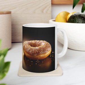 Picture of donut 3rd design. Coffee mug, Ceramic Mug 11oz, Gift for friend, Gift for dad, Gift for Mom, Auntie, Unique, dessert, funny