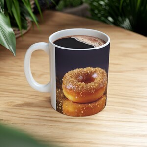 Picture of donut 4th design. Coffee mug, Ceramic Mug 11oz, Gift for friend, Gift for dad, Gift for Mom, Auntie, Unique, dessert, funny
