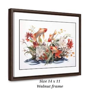 Koi fish canvas frame design, canvas wall art, unique canvas, gift for her, gift for dad, gift for mom