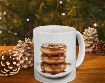 3 Stapel Donuts Design, Kaffeetasse, Keramiktasse 11 Unzen, Geschenk für Freund, Geschenk für Papa, Geschenk für Mama, Tante, Unikat