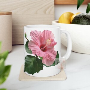 Schöne rosa Blume Becher Design, Kaffeebecher, Keramikbecher 11 Unzen, Geschenk für Freund, Geschenk für Papa, Geschenk für Mutter, Tante, einzigartig