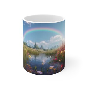 Rainbow creek design, Tazza da caffè, Tazza in ceramica 11oz, Regalo per amico, Regalo per papà, Regalo per mamma, Zia, Unico