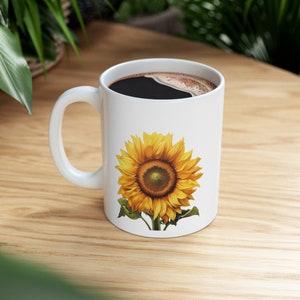 Sunflower mug design, Coffee mug, Ceramic Mug 11oz, Gift for friend, Gift for dad, Funny mug, Unique.