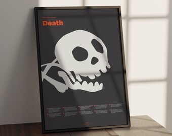 Skull Poster, Fun Facts About Death Print, Dark Aesthetic Skeleton Print, Halloween Wall Art for Classroom, Office, or Goth Bedroom