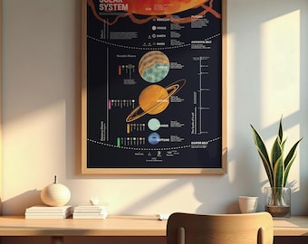 Solar System Poster, Space Poster, Educational Solar System Map Poster, Homeschool  Resources, Planetary Illustrations, Classroom Decor