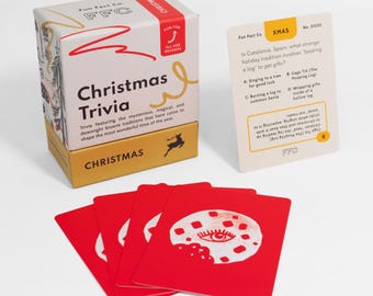 Christmas Trivia Game Deck, Holiday Party Games, Family Game Night, Fun Christmas Activity, Festive Quiz Questions, Stocking Stuffer Gift