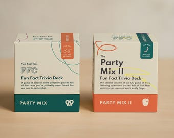 PARTY MIX Game Bundle: 2 Trivia Card Game Sets, Fun Fact Trivia Quiz Questions for Adults & Kids, Educational Activity