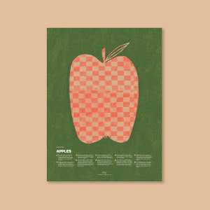 Apfel Kunstdruck, lustige Fakten Lernposter, Obst Kunst für Küche, Bad oder Kinderzimmer, Foodie Geschenk, Montessori Klassenzimmer Dekor