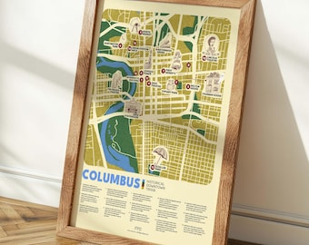 Columbus Ohio Trivia Map Print, Historical Map Wall Art, Ohio Decor, Columbus Ohio Gift