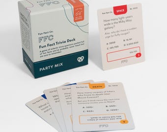 Fun Fact Trivia Card Game: The PARTY MIX I, Game Night Cards, Family Trivia Game, Funny Quiz Questions, All Ages Conversation Starter