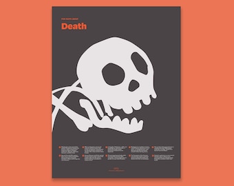 Fun Facts About Death Print, Illustrated Skeleton Poster, Educational Halloween Wall Art for Classroom, Office, or Bedroom by Fun Fact Co.