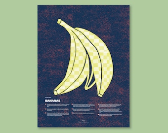 Banana Fun Fact Print, Colorful Educational Poster, Fruit Art for Kitchen, Kids or Office by Fun Fact Co.