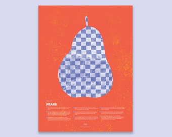 Pear Fun Fact Print, Colorful Educational Poster, Fruit Art for Kitchen, Kids or Office by Fun Fact Co.