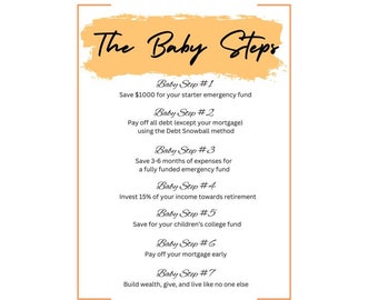 Baby Steps Printable, Debt Snowball, Dave Ramsey Baby Steps, Goal ...