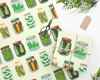 Pickle Jar Funny Wrapping Paper, Pickles Gift Wrap, Green Wrapping Paper, Gag Gift Wrap, Funny Christmas Wrapping Paper, Funny Birthday Gift