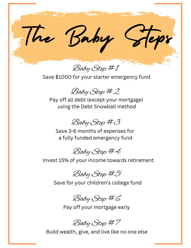 Baby Steps Printable, Debt Snowball, Dave Ramsey Baby Steps, Goal ...