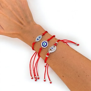 Evil Eye Protection Bracelet, Red String Bracelet, Adjustable Bracelet, Braided Evil Eye Bracelet
