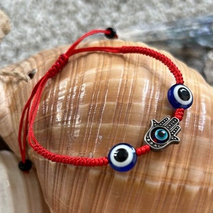Evil Eye Red String Adjustable Bracelet, Protection Bracelet, Positive Energy Bracelet, Unisex Bracelet, Protection Bracelet for Kids