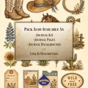 Frontier Cowgirl Fussy Cuts, Cowgirl, Cowgirl Ephemera, Cowgirl Hat, Cowgirl Journal, Frontier Scenes, Printable Ephemera, Digital Download image 5