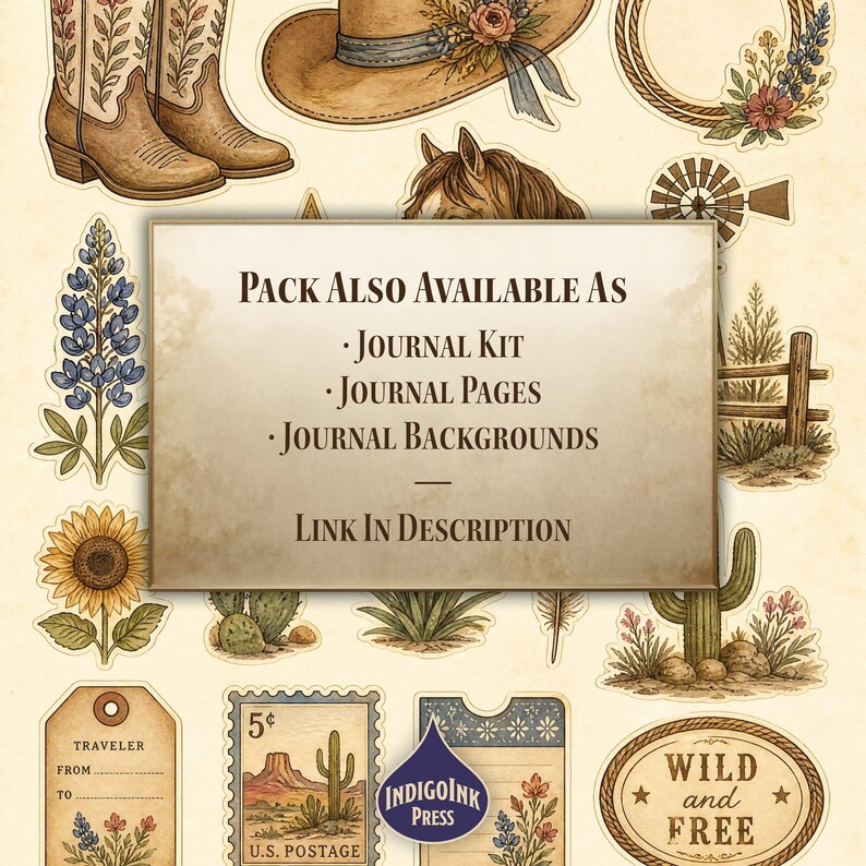 Frontier Cowgirl Fussy Cuts, Cowgirl, Cowgirl Ephemera, Cowgirl Hat, Cowgirl Journal, Frontier Scenes, Printable Ephemera, Digital Download image 5