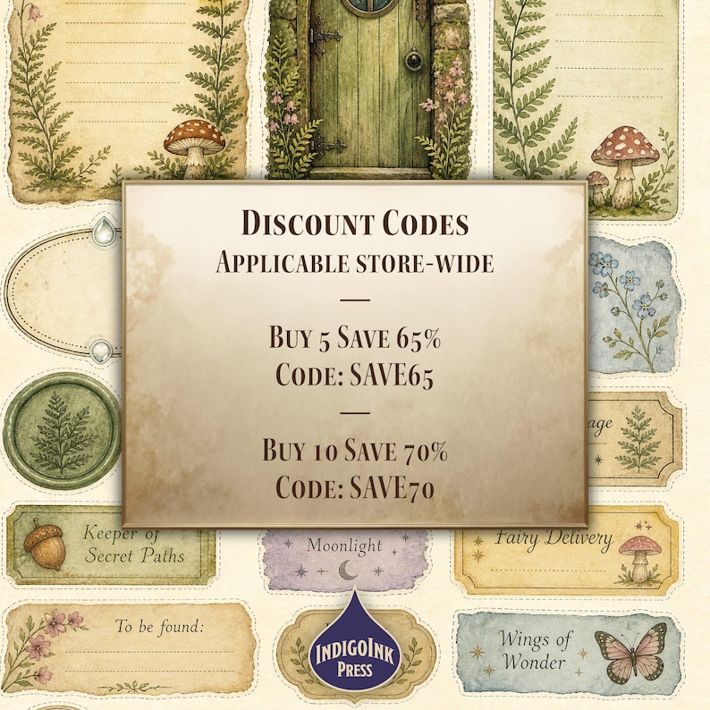 Enchanted Forest Junk Journal Kit, Fairy Ephemera, Botanical Journal, Cottagecore Woodland, Printable Digital Download image 7