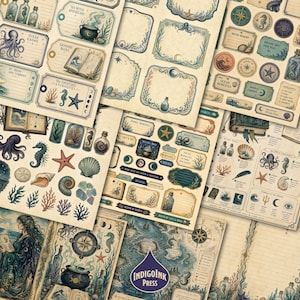 Sea Witch Junk Journal Kit, Grimoirepagina's, Heksenjournal, Apothekersdagboek, Botanische efemera, Spreukenboek, Printbare digitale download afbeelding 3