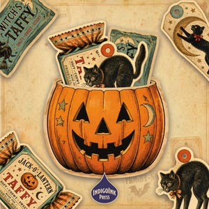 Retro Frights Magic Pockets, Vintage Halloween Junk Journal Kit, Printable Ephemera, Journal Pockets, Digital Download image 2