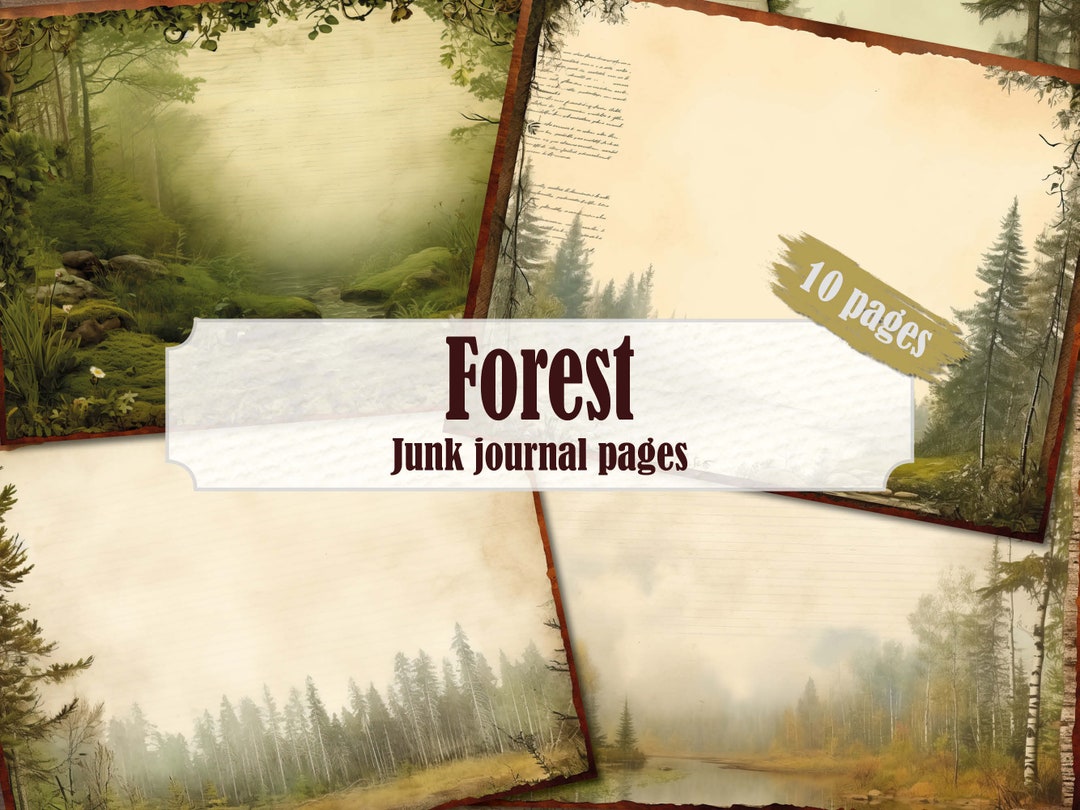 Vintage Forest Junk Journal Pages, Aged Parchment Paper Letter Writing ...
