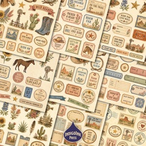 Frontier Cowgirl Fussy Cuts, Cowgirl, Cowgirl Ephemera, Cowgirl Hat, Cowgirl Journal, Frontier Scenes, Printable Ephemera, Digital Download image 2