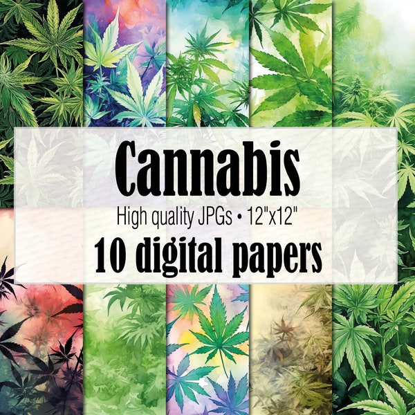 Cannabis Pattern Junk Journal Digital Paper, Weed Wrapping Paper, Hemp Paper Cannabis Art, Cannabis Scrapbook Ephemera