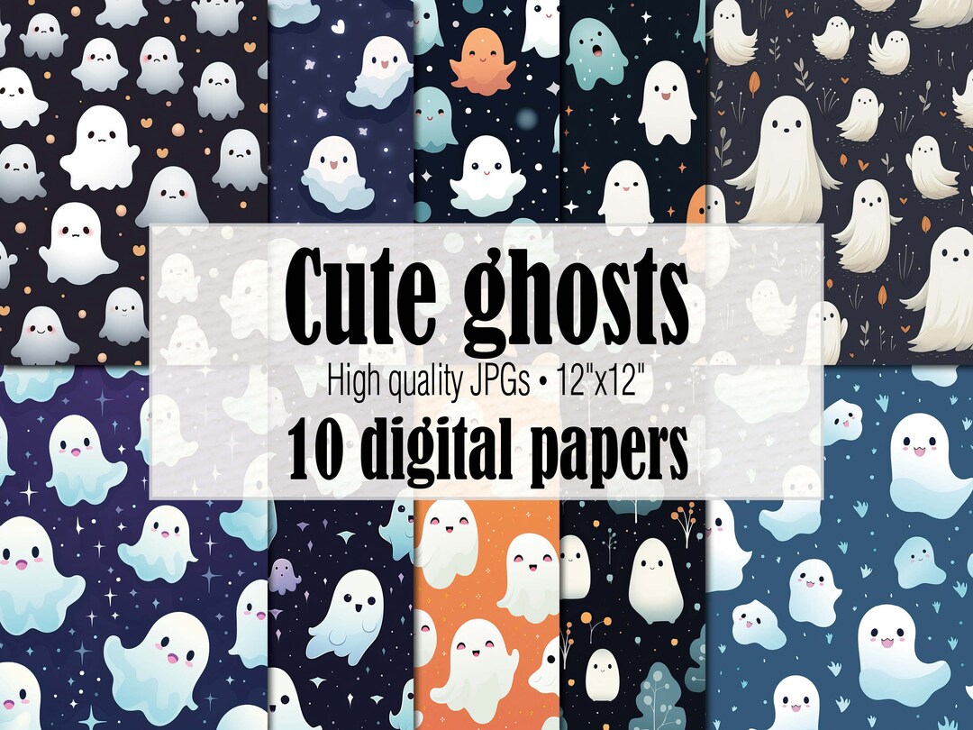 Cute Ghost Halloween Digital Paper, Cute Halloween Printable Pattern ...