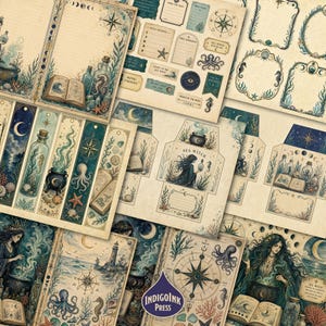 Sea Witch Junk Journal Kit, Grimoirepagina's, Heksenjournal, Apothekersdagboek, Botanische efemera, Spreukenboek, Printbare digitale download afbeelding 4