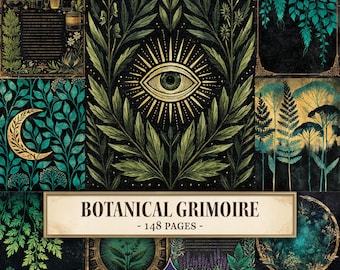 Strony z dziennika śmieci botanicznych Grimoire, Księga Cieni, Zielona Wiedźma, Strony do druku, Pobieranie cyfrowe