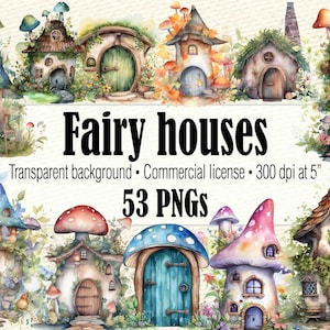 Watercolor Fairy House Clipart, Forest Fairy House, Fantasy Fairy Houses, Mushroom Fairy House, Pixie Clipart, Fairy PNG, Fairy Door