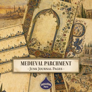 Medeltida pergament skräpjournalsidor, fantasipapper, mörk akademi, handritade, skrivsidor, skräpjournal utskrivbar, digital nedladdning
