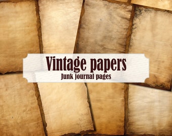 Altes Pergamentpapier Junk Journal Seiten, Vintage Briefpapier, Shabby Chic Grungy Junk Journal Hintergrund, Antikes strukturiertes Papier