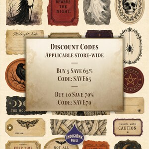 Midnight Frights Junk Journal Kit, Halloween Ephemera, Witch Journal, Botanical Labels, Gothic Scarecrow Graveyard, Printable Digital image 6