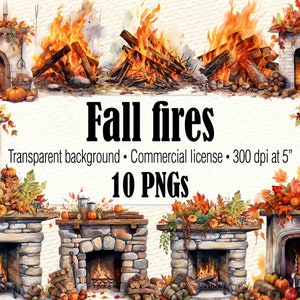 Fall Fireplace Clipart, Cozy Autumn Bonfire, Fireplace Art Farmhouse Clipart, Rustic Clipart, Thanksgiving Clipart, Holiday Clipart