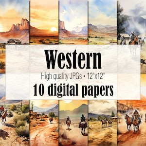 Western Backdrop Digital Paper, Western Wallpaper Poster, Western Banner Background, Western Printable Junk Journal Scrapbook Paper