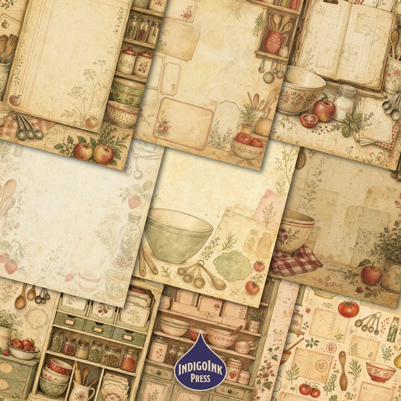 Rezeptseiten für die Küche, Vintage-Kochbuch, Omas Küche, Rezeptbuch, Rezeptordner, Druckvorlagen, Digitaler Download Bild 2