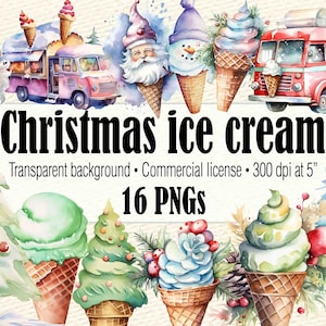 Weihnachten Eistüte Clipart, Aquarell Schneemann Clipart, Eistüte PNG, Eiswagen Süßigkeiten Clipart, Zuckerstange Clipart