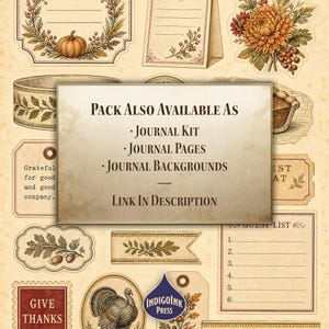 Thanksgiving Table Fussy Cuts, Thanksgiving Menu, Harvest Table, Place Cards, Menu Card, Antique Brass, Printable Ephemera, Digital Download image 5