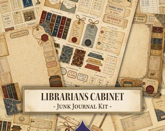 Librarians Cabinet Junk Journal Kit, Dark Academia Ephemera Pack, Vintage Library Scrapbook, Book Lovers Printable Digital Download